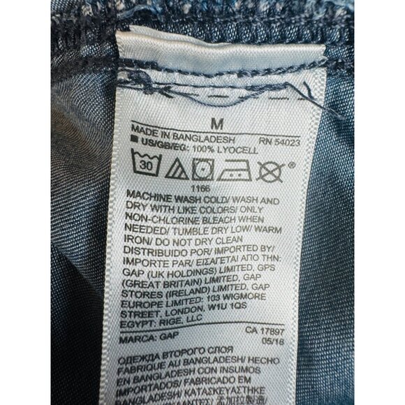 Gap Medium Denim Button-Up Dress Long Sleeve Viscose Blue - Picture 7 of 11